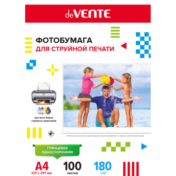 Фотобумага для струйной печати deVENTE A4, 100 л, глянцевая, 2042901