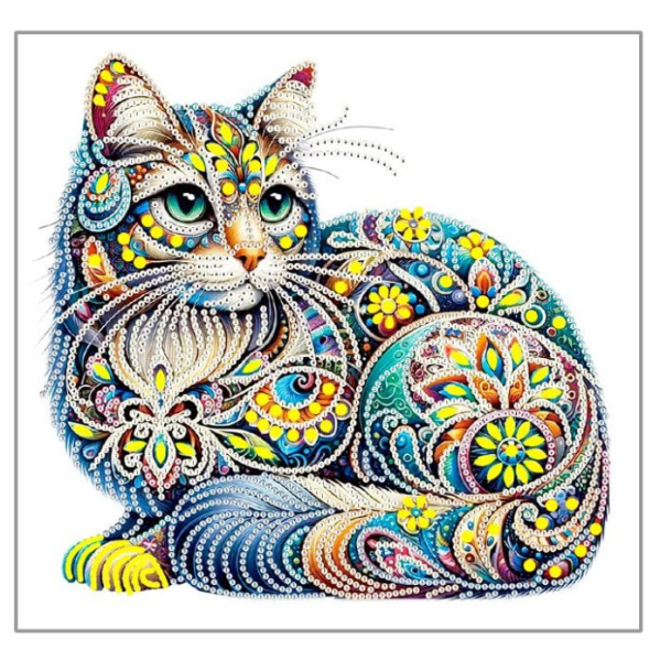 Алмазная мозаика КОШКА, деревянный подрамник 20х20см, M-12204