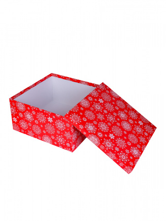 Изображение Коробка подарочная Miland "Снежинки на красном", 17х17х8 см., квадратная (Серия 11в1), картон, 1031 от интернет-магазина КИТ