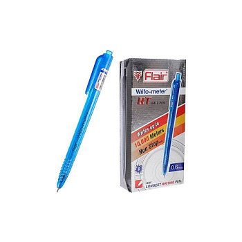 Ручка шариковая Flair Writo-Meter RT, синяя, 0,6 мм. 10км. продолжительность линии письма, F-1311