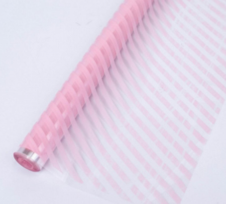 Пленка прозрачная с рисунком "Диагональ" , Нежно-розовый , 0,7х7,5 м 40 мкм , 200 гр, 780165