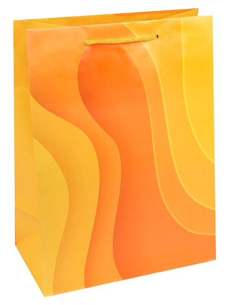 Пакет подарочный с матовой ламинацией 32,4x44,5x10,2 см  (XL)  Стильные волны, желтые, 157г ППК-7483