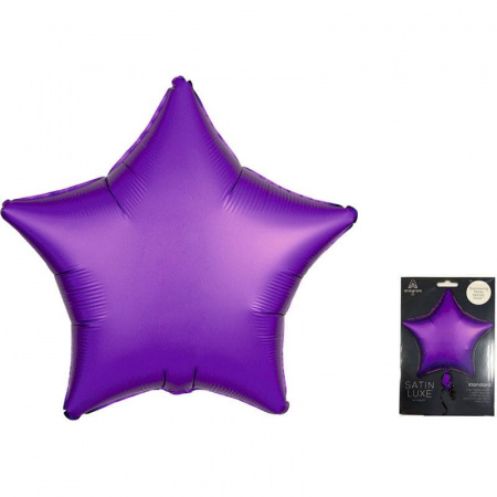 Шар фольга 18 Звезда Фиолетовый Сатин Люкс в упаковке 3682001