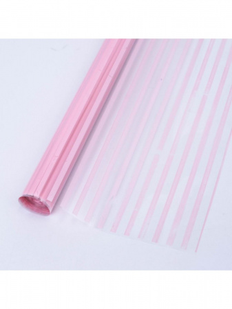 Пленка прозрачная с рисунком "Полосы узкие", Нежно- розовый, 70 см, 200 гр, 780134