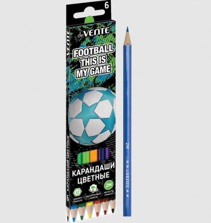 Карандаши цветные "deVENTE. Footballl" , 06 цветов , 2 м , диаметр грифеля 2,8 мм, 5021321