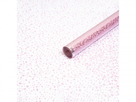 Пленка прозрачная с рисунком "Капли", Нежно- розовый, 70 см, 200 гр, 906749