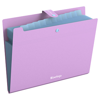 Папка 12 отделений Berlingo "Haze", А4, 600мкм, на кнопке, сиреневая, XF4_12924