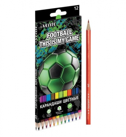 Карандаши цветные "deVENTE.Football" 12 цветов , 2 мм мягкость грифеля, 5022321